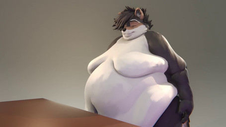 anthro belly belly_grab belly_overhang belly_rolls big_belly double_chin fat_arms fat_rolls furniture groping_belly gurgle_(sound_effect) huge_belly male moobs morbidly_obese morbidly_obese_male navel obese obese_male overweight overweight_male rumbling_stomach solo standing table fouzoul zack_(silverfang725) 16:9 3d_(artwork) 3d_animation animated digital_media_(artwork) hi_res short_playtime sound video widescreen