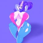 anthro anthrofied big_breasts bikini biped blue_background blue_body blue_hair breasts clothed clothing curvy_figure female front_view genitals hair hands_behind_head huge_breasts huge_thighs long_hair multicolored_body navel one-piece_swimsuit pink_clothing pokemorph purple_eyes pussy pussy_floss simple_background slightly_chubby sling_bikini solo swimwear thick_thighs two-piece_swimsuit two_tone_body voluptuous white_body wide_hips pokebii nintendo pokemon generation_2_pokemon legendary_pokemon pokemon_(species) suicune 1:1 2017 cool_colors digital_media_(artwork) restricted_palette