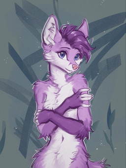5_fingers anthro biped blue_eyes claws countershade_torso countershading female finger_claws fingers front_view fur hair navel nude nude_anthro nude_female purple_body purple_fur purple_hair purple_tail simple_background smile solo tail yshanii canid canine mammal 2025 3:4 digital_drawing_(artwork) digital_media_(artwork) hi_res