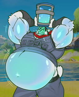 anthro belly bloated chug_jug chug_jug_expansion chugging glowing glowing_belly inflation liquid_inflation male musclegut muscular muscular_anthro muscular_male navel solo ludren epic_games fortnite polar_patroller bear mammal polar_bear ursine 2025 absurd_res hi_res