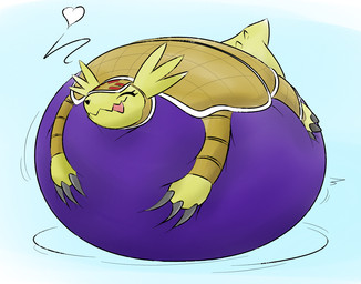 anthro belly big_belly claws female huge_belly overweight shell simple_background solo white_background thatoneaceguy bandai_namco digimon armadillomon digimon_(species) 2024