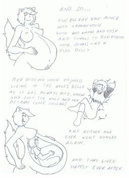 after_vore belly big_belly breasts duo female female_pred female_prey overweight sitting text vore ndnode wolfette_(character) animal_humanoid canid canid_humanoid canine canine_humanoid human humanoid mammal mammal_humanoid wolf_humanoid 2009 hi_res traditional_media_(artwork)