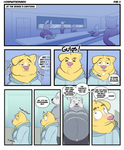 age_difference anthro bathroom belly cafeteria dialogue duo eating eyebrow_slit eyebrows facial_hair facial_piercing fur male male/male mature_anthro mature_male nipple_outline nipples nose_piercing nose_ring onomatopoeia overweight overweight_anthro overweight_male pecs peeing piercing profanity ring_piercing size_difference sound_effects speech_bubble student teacher teacher_and_student text white_body white_fur yellow_body yellow_fur crunchychip mr_arthur_(crunchychip) zach_(crunchychip) bear canid canine canis domestic_dog mammal polar_bear shiba_inu spitz ursine absurd_res comic english_text hi_res