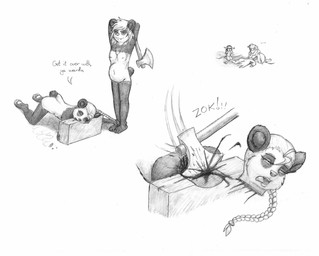 adolescent anthro axe bent_over blood bodily_fluids breasts butt child_murder corpse covering covering_mouth covering_self death decapitation execution feathers feet female female_death fingers fur gore group hair half-closed_eyes holding_axe holding_object holding_weapon lying mourning narrowed_eyes nipples on_front open_mouth pregnant pregnant_anthro pregnant_female severed_body_part severed_head simple_background sitting smile snuff standing tail text toes tongue tongue_out underage_pregnancy weapon young young_anthro young_female meowmere anatid anseriform anserine avian bear bird domestic_cat felid feline felis giant_panda mammal mouse murid murine norwegian_forest_cat rodent swan absurd_res english_text hi_res monochrome sibling_(lore) sister_(lore) sisters_(lore)