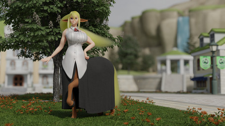big_breasts blonde_hair blue_eyes bottomwear breasts clothed clothing female hair long_hair long_skirt monster_girl_(genre) outside pointy_ears ponytail skirt solo tail doublestuffed doublestuffed_(modeler) european_mythology greek_mythology monster_musume mythology centorea_shianus_(monster_musume) centaur equid equid_taur humanoid_taur mammal mammal_taur taur 16:9 3d_(artwork) blender_(artwork) digital_media_(artwork) hi_res widescreen