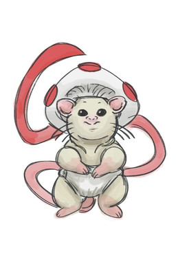 ambiguous_gender beady_eyes clothed clothing diaper feral fungus long_tail mushroom mushroom_cap neonate paws simple_background solo tail wearing_diaper whiskers young pharaoh-ferrous drawfee_(copyright) todd_(from_mario) american_opossum mammal marsupial 2:3 digital_media_(artwork)