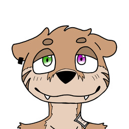 anthro bandage bite bite_mark green_eyes hair happy love_bite male purple_eyes solo znfcna mammal mustelid otter 1:1 hi_res