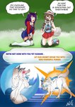 anthro big_breasts breasts busty_feral dialogue duo female feral genitals human_to_anthro human_to_feral nipples paws pussy species_transformation tail text transformation witchfiend nintendo pokemon generation_7_pokemon lycanroc midday_lycanroc pokemon_(species) rockruff english_text hi_res signature