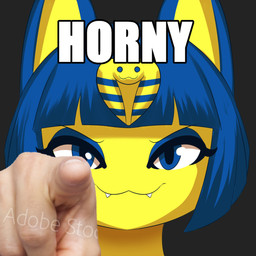 anthro bangs blue_ears blue_hair fangs female gesture hair hand_gesture looking_at_viewer pointing pointing_at_viewer smug solo teeth text uraeus yellow_body yellow_inner_ear burgermeme animal_crossing nintendo ankha_(animal_crossing) domestic_cat felid feline felis mammal 1:1 english_text hi_res icon image_macro impact_(font) meme reaction_image watermark