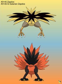 ambiguous_gender black_body black_feathers butt duo feathers feet feral gradient_background logo orange_body orange_feathers simple_background talons text toes yellow_body yellow_feathers pichu90 nintendo pokemon galarian_form galarian_zapdos generation_1_pokemon generation_8_pokemon legendary_pokemon pokemon_(species) regional_form_(pokemon) zapdos artist_logo english_text hi_res