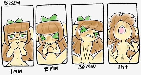 >_< accessory anthro blush bow_ribbon breasts eyes_closed female female_anthro hair hair_accessory hair_bow hair_ribbon long_hair looking_pleasured navel nipples nude nude_anthro nude_female offscreen_sex open_mouth ribbons sex shy nezumiminsfw_(artist) mimi_(nezumiminsfw) canid canine canis domestic_dog mammal comic sequence