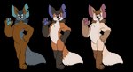 anthro female solo unnatural_colors battycat evelyn_silversmile_(battycat) canid canine fox mammal red_fox silver_fox true_fox alpha_channel hi_res model_sheet