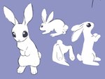 ambiguous_gender black_eyes feral fur simple_background solo white_body white_fur dokudrinker lagomorph leporid mammal rabbit guide_lines