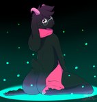 3_toes anthro black_body black_fur butt eyewear feet fur glasses horn looking_at_viewer male nude paws scarf simple_background sitting sitting_on_ground solo toes conditional_dnp feelin_synful deltarune undertale_(series) ralsei bovid caprine darkner goat mammal digital_media_(artwork) hi_res