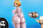 anthro big_breasts big_butt blonde_hair blue_background bone breasts brown_eyes butt butt_focus butt_grab claws cotton_tail erect_nipples female fur group hair hand_on_butt hand_on_hip long_ears long_nose looking_at_viewer male nipples nude open_mouth pink_nose short_hair short_tail simple_background skull smile smiling_at_viewer tail teeth thick_thighs trio white_body white_eyes white_fur white_tail wide_hips artbymadara one_piece brook_(one_piece) carrot_(one_piece) usopp animal_humanoid human humanoid lagomorph lagomorph_humanoid leporid leporid_humanoid mammal mammal_humanoid minkmen_(one_piece) rabbit 2025 alternate_version_at_source hi_res meme