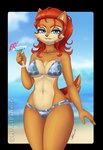 2024 alpha_channel anthro archie_comics beach beverage bikini black_nose blue_eyes border breasts brown_body brown_fur chipmunk clothing cocktail_glass collarbone container cup drinking_glass eyebrows eyelashes female fur glass glass_container glass_cup ground_squirrel hair half-closed_eyes holding_container holding_cup holding_object looking_at_viewer mammal medium_breasts metalpandora midriff narrowed_eyes navel pattern_bikini pattern_clothing pattern_swimwear red_hair rodent sally_acorn sciurid sega smile smiling_at_viewer solo sonic_the_hedgehog_(archie) sonic_the_hedgehog_(comics) sonic_the_hedgehog_(series) swimwear tan_body tan_fur transparent_border under_boob