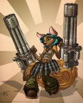 ammunition anthro female gatling_gun gau-8 gun holding_gun holding_object holding_ranged_weapon holding_weapon inadvertant_symbolism machine_gun military minigun ranged_weapon rising_sun rising_sun_flag solo tail toony weapon lizardbeth misplaced_spigot geena_gonorah canid canine fox mammal 2008 4:5 artist_collaboration colored