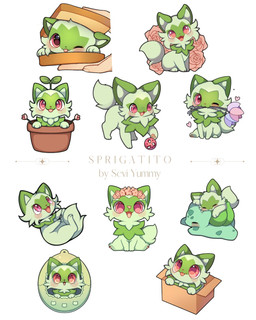 ambiguous_gender blush box bread container duo eyes_closed fangs feral flower flower_crown flower_in_mouth food fur green_body green_fur heart_symbol in_box in_container looking_at_viewer open_mouth pawpads paws petals pink_eyes plant plant_pot rose_(flower) simple_background sitting sleeping sleeping_on_another sleeping_together solo tail tamagotchi_(toy) teal_body teeth text tongue tongue_out seviyummy nintendo pokemon bulbasaur felid feline generation_1_pokemon generation_9_pokemon human mammal pokemon_(species) sprigatito 2026 english_text hi_res signature