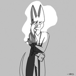 anthro book cigarette covering covering_face covering_self horn looking_at_viewer male simple_background smoke solo standing anonymous_artist shilensis kobold scalie 1:1 2019 digital_media_(artwork) greyscale hi_res monochrome portrait source_request