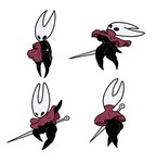 anthro big_breasts big_butt black_body black_eyes breasts butt cloak cloak_only clothing empty_eyes featureless_breasts featureless_crotch featureless_feet feet female front_view holding_object holding_weapon huge_breasts huge_butt multiple_poses navel pink_cloak pink_clothing pose rear_view simple_background solo thick_thighs undressing weapon white_background white_body wide_hips methados hollow_knight team_cherry hornet_(hollow_knight) arthropod insect absurd_res hi_res