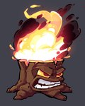 angry brown_body fire flaming_head grey_background male not_furry plant red_eyes simple_background smoke solo teeth tree yellow_sclera leafysky22 electronic_arts plants_vs._zombies popcap_games elemental_creature flora_fauna torchwood_(pvz) treant 2024 colored digital_media_(artwork) shaded