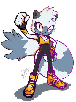 anthro bottomwear clothed clothing female fist fur hand_on_hip looking_at_viewer one_eye_closed open_mouth raised_fist raised_hand simple_background smile solo tail topwear nachan idw_publishing sega sonic_the_hedgehog_(comics) sonic_the_hedgehog_(idw) sonic_the_hedgehog_(series) tangle_the_lemur lemur mammal primate ring-tailed_lemur strepsirrhine absurd_res digital_media_(artwork) hi_res