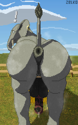 animal_genitalia animal_penis anthro anus backsack balls bodily_fluids butt elephant_penis genitals herm intersex looking_at_viewer looking_back looking_back_at_viewer musk penis presenting presenting_anus presenting_vulva proboscis_(anatomy) puffy_anus raised_tail solo surprised sweat sweaty_anus sweaty_balls sweaty_body sweaty_butt sweaty_genitalia tail trunk_(anatomy) vulva conditional_dnp zelkothezeeb elephant elephantid mammal proboscidean 5:8