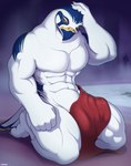 abs anthro beak biceps clothed clothing dripping egyptian feathers inside male male_anthro muscular muscular_anthro muscular_male paws pecs solo tail topless towel towel_only water white_body corrsk egyptian_mythology middle_eastern_mythology mythology horus avian bird deity falcon falconid digital_media_(artwork) hi_res