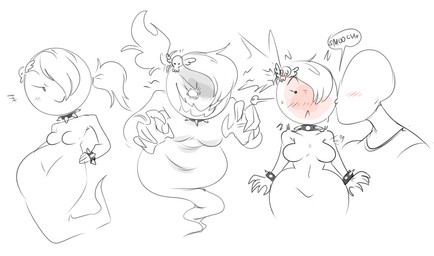 blush breasts collar duo embarrassed faceless_character faceless_male featureless_breasts female flustered kissing looking_at_viewer male male/female not_furry spiked_collar spikes mhdrawin cartoon_network the_amazing_world_of_gumball carrie_krueger ghost spirit monochrome