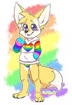 anthro barefoot black_nose blush bulge claws clothing detailed_background feet fur heart_symbol hoodie jockstrap lgbt_pride male multicolored_clothing multicolored_hoodie multicolored_jockstrap multicolored_text multicolored_topwear multicolored_underwear open_mouth orange_body orange_fur pride_color_background pride_color_clothing pride_color_hoodie pride_color_jockstrap pride_color_text pride_color_topwear pride_color_underwear pride_colors print_clothing purple_eyes rainbow_background rainbow_hoodie rainbow_jockstrap rainbow_pride_colors simple_background six-stripe_rainbow_pride_colors smile solo tan_body tan_fur text tongue_showing topwear underwear white_clothing white_hoodie white_topwear ziggy_fox canid canine fennec_fox fox mammal true_fox hi_res