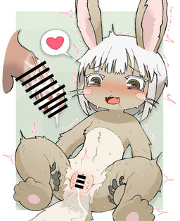 after_sex after_vaginal afterglow anthro anthro_focus anus bangs barely_visible_anus biped blush blush_lines blushing_profusely bodily_fluids border brown_body brown_fur censor_bar censored_genitalia censored_penis censored_vulva countershading cum cum_from_vagina cum_in_vagina cum_inside cum_on_own_penis cum_on_penis cum_on_self cute_fangs disembodied_penis duo fangs female female_anthro female_focus front_view fucked_silly fur genital_fluids genitals green_background green_eyes hair heart_in_pupils horizontal_pupils leaking_cum looking_down looking_down_at_self male male/female male_human monotone_hair multicolored_body multicolored_fur nude nude_anthro nude_female open_mouth penis plantigrade pupils rabbit_ears shaking short_hair simple_background solo_focus spread_legs spreading straight_bangs straight_hair sweat tan_body tan_countershading teeth tremble_lines tremble_spikes trembling two_tone_body two_tone_fur vulva whiskers white_border white_hair omnivore_(artist) made_in_abyss nanachi human lagomorph mammal narehate 2026 cel_shading censored digital_drawing_(artwork) digital_media_(artwork) hi_res shaded