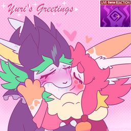4_fingers accessory amethyst_(gem) anthro beads black_clothing black_hair black_jacket black_topwear blush blush_lines blushing_profusely bodily_fluids canon_x_oc cheek_scar clothed clothed_anthro clothed_female clothing duo_focus ear_piercing ear_scar ear_tuft eyebrows eyelashes eyes_closed facial_markings facial_scar female female/female fingers fur gem green_eyebrows green_hair grey_scar group hair hair_accessory hair_beads hand_on_face head_markings heart_symbol holidays jacket kiss_on_lips light long_ears markings medium_hair multicolored_body multicolored_fur multicolored_hair neck_tuft orange_markings piercing pink_clothing pink_hair pink_inner_ear pink_shirt pink_topwear red_clothing red_topwear red_vest saliva scar shirt simple_background sparkles spiky_hair star_ear_piercing text topwear trio tuft two_tone_body two_tone_fur two_tone_hair vest white_body white_fur x_scar gaypastabake live_tucker_reaction mario_plus_rabbids_sparks_of_hope raving_rabbids rayman_(series) ubisoft valentine's_day yoshi_and_toad_kissing cursa_(mario_plus_rabbids) edge_(mario_plus_rabbids) popsicle_(gaypastabake) celestial_being lagomorph mammal rabbid 1:1 2025 artist_name colored digital_drawing_(artwork) digital_media_(artwork) english_description hi_res lighting meme