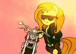 biker eyewear female motorcycle solo sunglasses swag tail vehicle scootaloopox friendship_is_magic hasbro my_little_pony fluttershy_(mlp) equid equine horse mammal pony