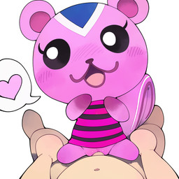 anthro beady_eyes blue_markings blush blush_lines clothing duo eyelashes featureless_hands female first_person_view head_markings heart_symbol male male/female markings on_model open_:3 open_mouth open_smile pattern_clothing pattern_shirt pattern_topwear penetrating_pov shirt smile squirrel_tail striped_clothing striped_shirt striped_topwear stripes stubby_arms stubby_legs topwear vaginal youjomodoki animal_crossing nintendo peanut_(animal_crossing) human mammal rodent sciurid tree_squirrel 1:1 2025 absurd_res hi_res