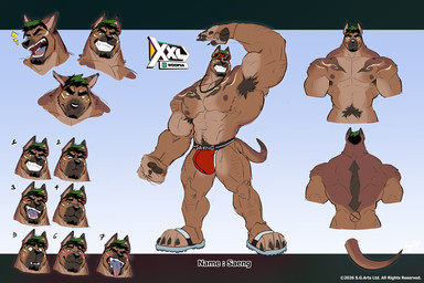 ^_^ abs anthro armpit_hair barazoku biceps big_bulge big_muscles black_hair blue_tongue blush body_hair bulge clothed clothing cross-popping_vein eyes_closed eyewear eyewear_on_head facial_hair facial_markings feet flip_flops footwear goatee gradient_tongue green_highlights hair hand_above_head head_markings highlights_(coloring) jockstrap jockstrap_only male markings mostly_nude multiple_expressions muscular muscular_anthro muscular_male nipples open_mouth pecs pose pubes red_clothing red_jockstrap red_underwear sandals serratus shoes simple_background smile solo sunglasses sunglasses_on_head tail tattoo toes tongue topless underwear underwear_only wearing_sunglasses yellow_markings sollyz xxl_woofia saeng canid canine canis dobermann domestic_dog mammal pinscher 3:2 digital_media_(artwork) hi_res model_sheet