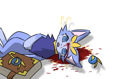 blood bodily_fluids crying death female gore gunshot shot_in_head solo tears yuumisocute league_of_legends riot_games tencent yuumi_(lol) domestic_cat felid feline felis mammal 3:2 hi_res
