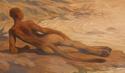 after_transformation arm_support athletic athletic_female athletic_humanoid bald bald_female bent_arm biped black_pawpads brown_arms brown_body brown_ears brown_head brown_lips brown_markings brown_skin brown_tail_tip brown_torso butt detailed_background digitigrade dipstick_tail eyebrows eyes_closed feet female female_humanoid fingers fur hindpaw human_torso humanoid_face humanoid_pointy_ears legs_together lips long_tail lying lying_on_ground markings mouth_closed multicolored_body nude nude_female nude_humanoid on_ground on_side outdoor_nudity outside pawpads paws pointy_ears pose rear_view slim slim_female slim_humanoid solo split_form straight_arm straight_legs tail tail_markings tan_body tan_butt tan_eyebrows tan_fur tan_legs tan_tail tasteful_nudity tattoo toes water shanikafaceless animal_humanoid felid felid_humanoid humanoid lion_humanoid lomibu mammal mammal_humanoid pantherine pantherine_humanoid english_description full-length_portrait hi_res pinup portrait shaded