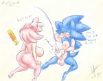 anthro balls big_balls big_breasts big_butt big_penis blush bodily_fluids breasts butt buxom cum cum_explosion cumshot dialogue duo ejaculation exclamation_point female genital_fluids genitals male masturbation nipples nude orgasm penis side_boob text dullvivid sega sonic_the_hedgehog_(series) amy_rose sonic_the_hedgehog english_text hi_res