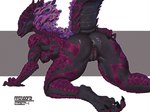 all_fours anthro anus black_body black_scales breasts butt claws female genitals innie_pussy nipples non-mammal_breasts non-mammal_nipples presenting presenting_hindquarters purple_eyes pussy raised_tail scales solo tail thick_tail toe_claws mindofor mythology dragon mythological_creature mythological_scalie scalie hi_res