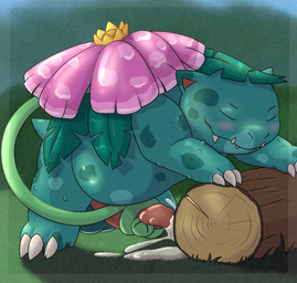 3_toes autovinejob balls big_balls big_penis blue_body blue_skin blush bodily_fluids claws cum cumshot ejaculation erection feet feral genital_fluids genitals leaf male masturbation orgasm penile penile_masturbation penis solo toes nintendo pokemon generation_1_pokemon pokemon_(species) venusaur hi_res