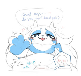 anthro biped blush dialogue eyebrows fellatio fellatio_pov first_person_view front_view fur genitals good_boy heart_eyes heart_symbol human_on_anthro interspecies male male/male male_anthro oral penile penis pupils receiving_pov sex simple_background smile speech_bubble text white_background white_body kekitopu fluff_(kekitopu) human lagomorph mammal 2025 absurd_res english_text hi_res