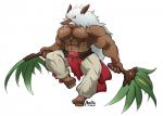 2015 abs anthro belt biceps big_muscles bottomwear clothed clothing generation_3_pokemon hi_res loincloth maldu male muscular muscular_anthro muscular_male navel nintendo nipples pants pecs pokemon pokemon_(species) rope rope_belt shiftry simple_background solo teeth topless white_background