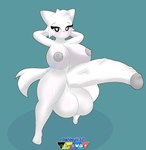 anthro areola balls big_balls big_breasts big_penis blush bodily_fluids breasts erection fur genitals gynomorph hair huge_breasts huge_penis hyper hyper_genitalia hyper_penis intersex looking_at_viewer nipples nude outline penis pussy simple_background smile solo sweat tail thick_thighs white_body white_fur ashley432 sprunki wenda_(sprunki) felid mammal colored digital_media_(artwork) hi_res shaded signature watermark