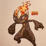 1:1 2017 3_fingers alternate_color ambiguous_gender animate_inanimate banette biped black_body doll english_text fakemon featureless_crotch featureless_feet feet fingers fire firefightdex fist flaming_hair front_view full-length_portrait generation_3_pokemon hatching_(art) hi_res horn humanoid living_doll marco_fanjul marker_(artwork) mixed_media nintendo no_sclera not_furry nude pen_(artwork) pink_eyes plantigrade plushie pokemon pokemon_(species) portrait pseudo_clothing pseudo_hair pupils raised_heel shaded shadow simple_background slit_pupils smile solo spread_legs spreading standing text toony traditional_media_(artwork) white_background white_horn wide_stance zipper