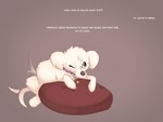 brown_background collar feral fur humping male pillow purple_collar simple_background solo text white_body white_fur conditional_dnp labbit_(artist) bichon canid canine canis domestic_dog mammal toy_dog english_text hi_res