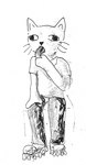 anthro gun gun_in_mouth handgun implied_suicide male pistol ranged_weapon simple_background simple_eyes solo weapon white_body lb3 domestic_cat felid feline felis mammal hi_res monochrome