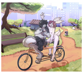 animal_genitalia animal_penis anthro ball_tuft balls belly bench big_balls big_belly big_breasts big_penis black_hair bottle breasts butt casual_nudity chest_tuft container day detailed_background duo equine_genitalia equine_penis eyes_closed eyewear femboy flaccid flared_penis fur genitals glasses grey_body grey_fur gynomorph hair huge_balls huge_penis humanoid_genitalia humanoid_penis hyper hyper_balls hyper_genitalia intersex jogging male medial_ring mismatched_genitalia mismatched_penis mottled mottled_genitalia mottled_penis nude open_mouth overweight overweight_intersex park park_bench paws penis penis_size_difference pubes rabbit_ears raised_arm riding_bike sitting size_difference slightly_chubby slightly_chubby_intersex spots tail tandem_bicycle thick_thighs tuft water_bottle white_belly white_body white_fur 100_nails lilithdog ozzy_the_rabbit canid canine canis mammal wolf absurd_res hi_res