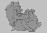 3_toes 5_fingers anthro apron apron_only bedroom_eyes belly belly_tuft big_belly big_butt bow_ribbon breasts butt clothing feet female fingers hand_on_belly huge_belly hyper hyper_belly looking_at_viewer markings morbidly_obese morbidly_obese_anthro morbidly_obese_female narrowed_eyes obese obese_anthro obese_female open_mouth open_smile overweight overweight_anthro overweight_female seductive sitting smile smiling_at_viewer solo striped_markings striped_tail stripes tail tail_markings toes tuft strawberrywith4 animal_crossing nintendo sable_able eulipotyphlan hedgehog mammal 2024 absurd_res digital_drawing_(artwork) digital_media_(artwork) greyscale hi_res monochrome