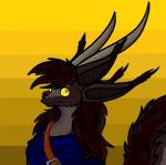 anthro black_body black_fur brown_hair clothing fur hair horn male multi_ear simple_background solo yellow_eyes mirroidal mythology sairlan_(mirroidal) dragon furred_dragon furred_scalie mirroid mythological_creature mythological_scalie scalie 2015 digital_media_(artwork) pixel_(artwork)