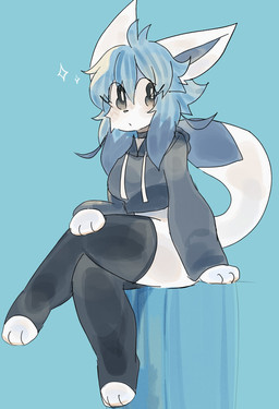 ahoge anthro bangs black_clothing black_legwear black_stockings blue_hair blush choker clothing cropped_hoodie female grey_eyes hair jewelry legwear long_hair necklace paws simple_background sitting solo stockings tail uovo nintendo pokemon eeveelution generation_4_pokemon glaceon pokemon_(species) colored colored_sketch digital_drawing_(artwork) digital_media_(artwork) hi_res shaded sketch